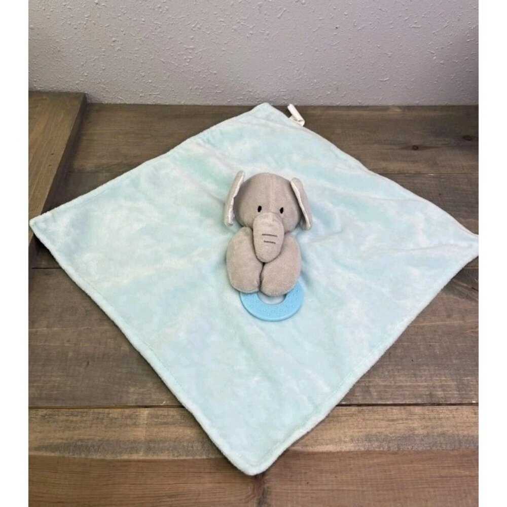 Forever Baby Elephant Blue Gray Lovey Security Blanket Teether & Crinkle Ears